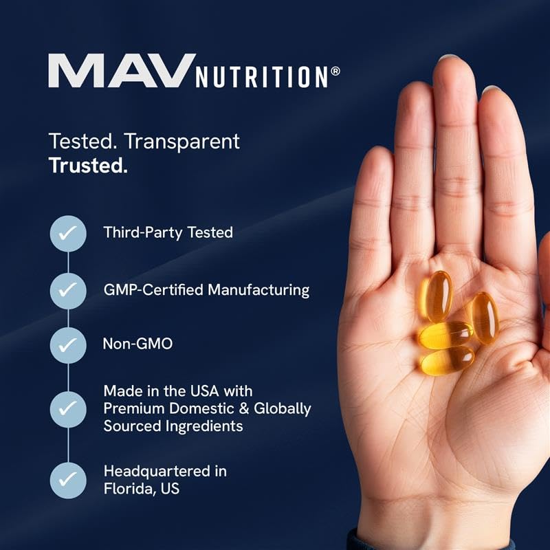 MAV Nutrition algae oil softgels delivering DHA and EPA for brain support