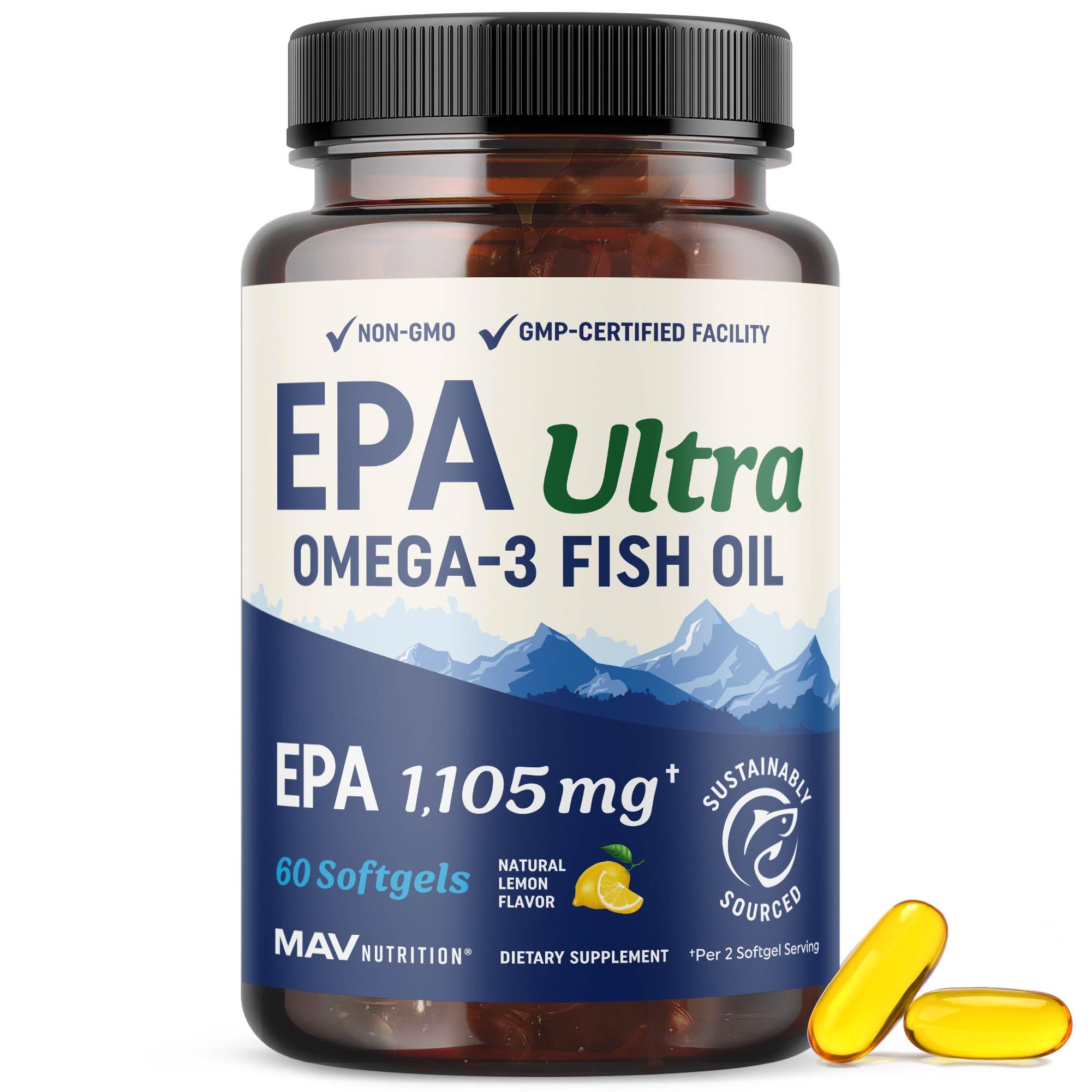 MAV Nutrition EPA Ultra bottle with lemon flavor supports daily omega-3 intake