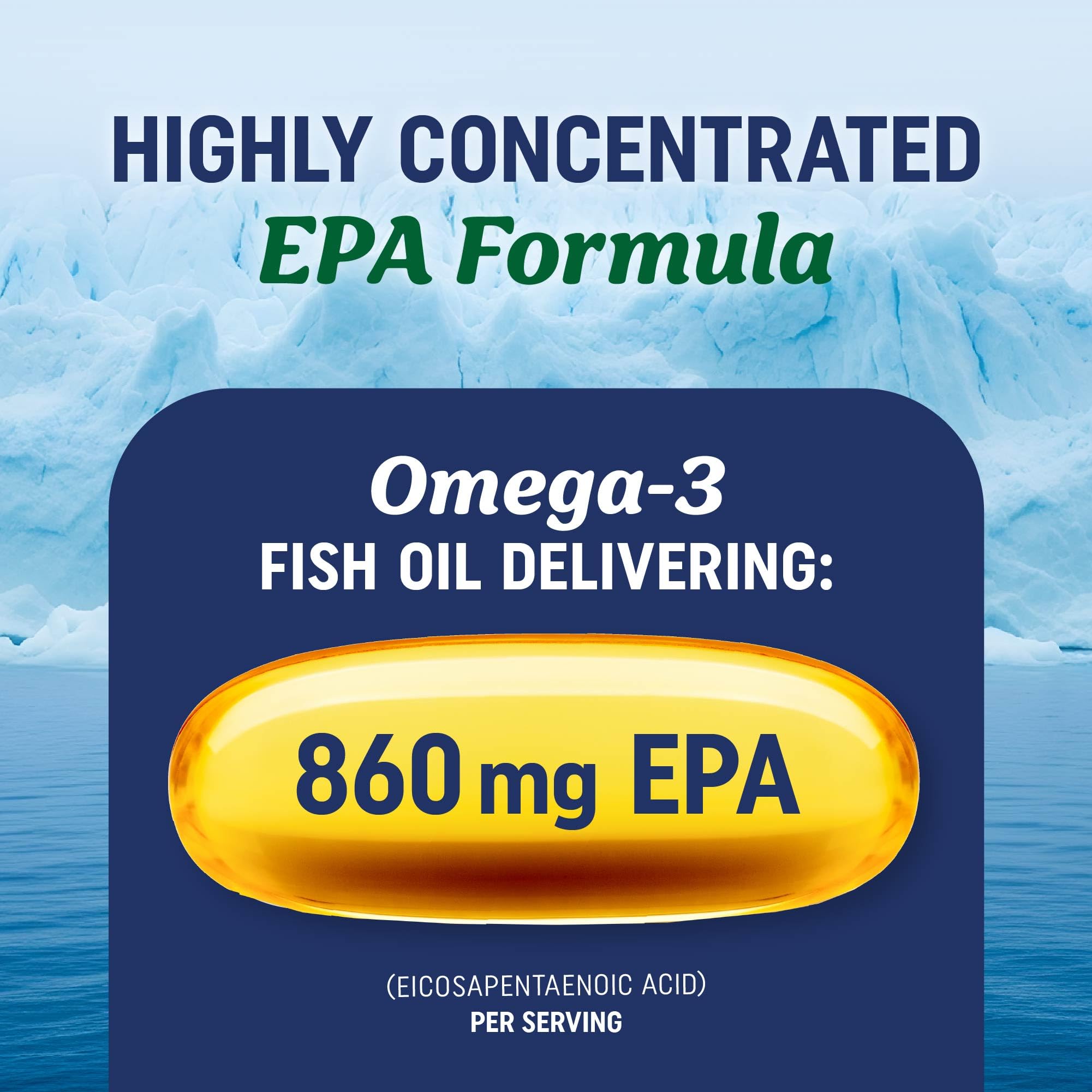 Close-up of MAV Nutrition EPA Ultra capsules highlighting lemon flavor and burpless design