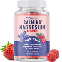 MAV Nutrition magnesium calming gummies for children bottle supports daily calm