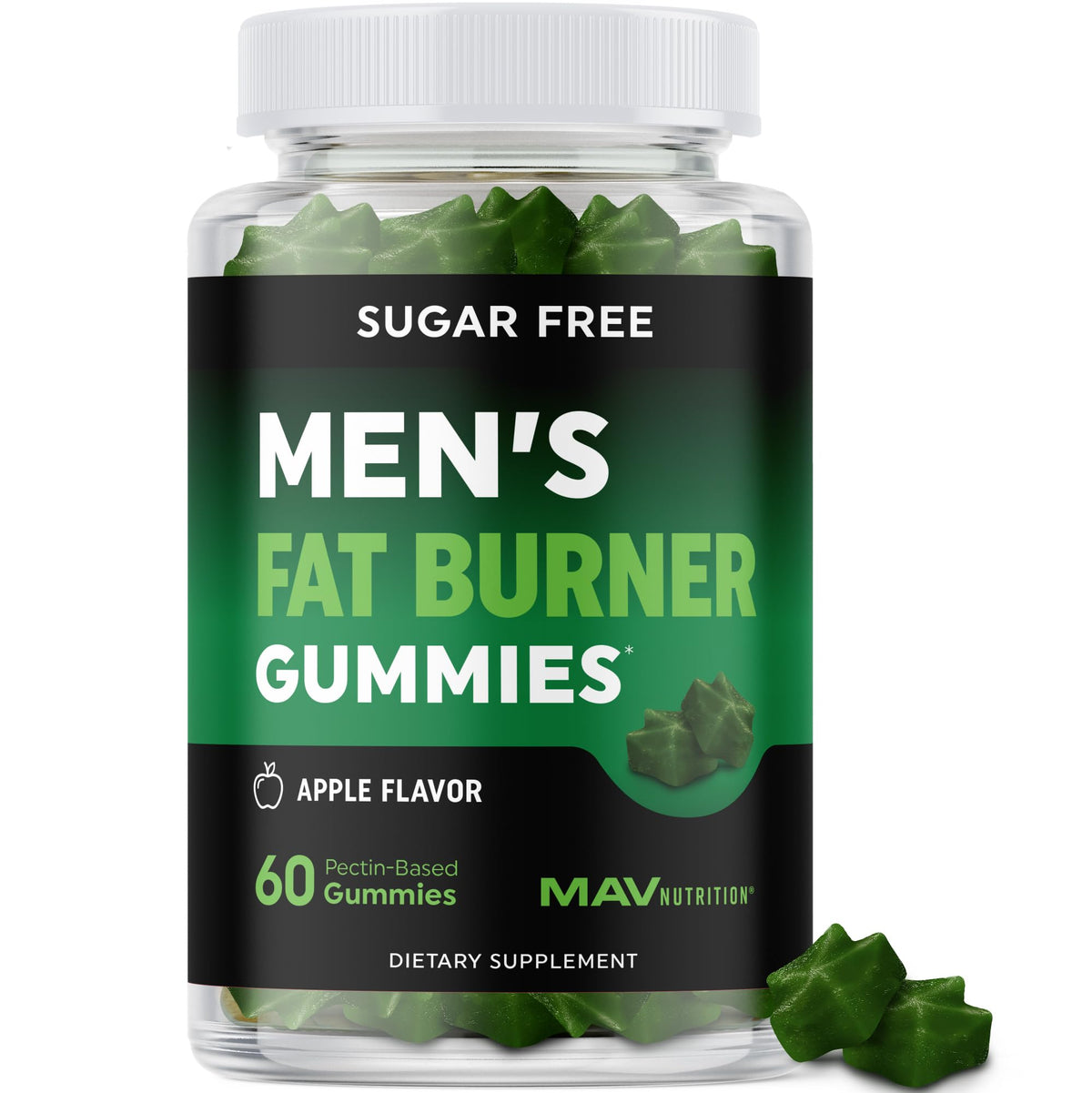 MAV Nutrition Men’s Fat Burner Gummies apple bottle for everyday appetite control