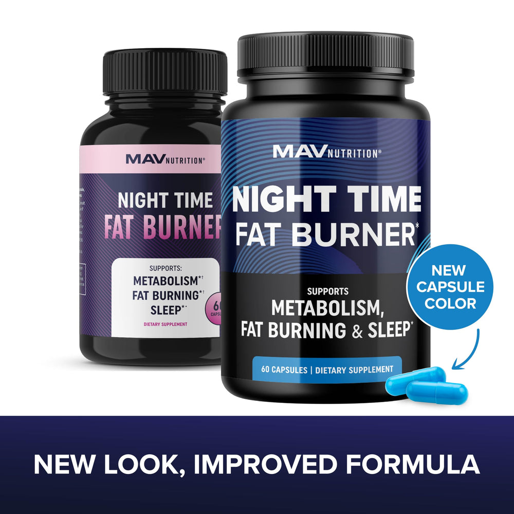 MAV Nutrition Night Time Fat Burner on nightstand to illustrate easy bedtime use