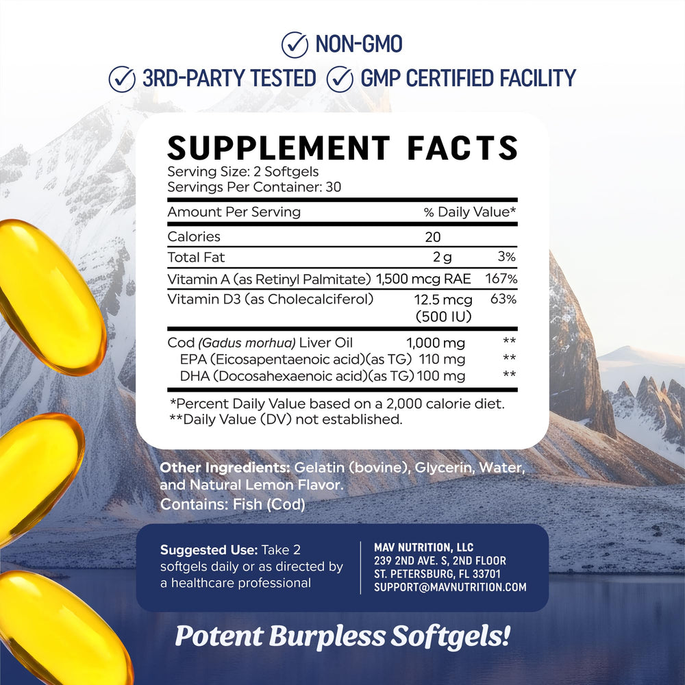 MAV NUTRITION omega-3 EPA and DHA content for balanced fats