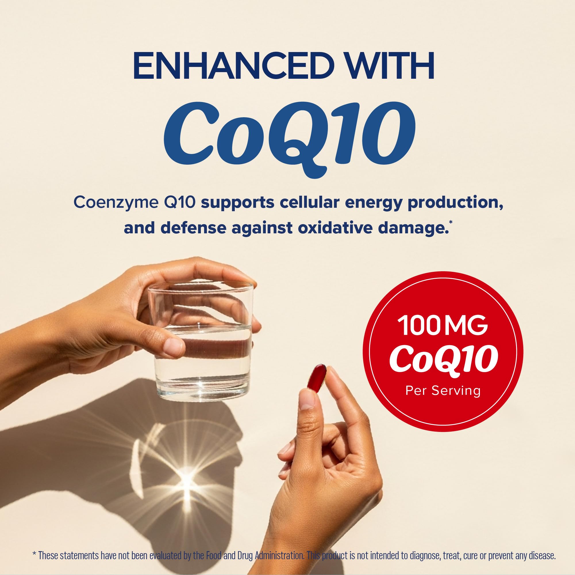 MAV Nutrition Omega-3 CoQ10 softgels closeup shows burpless, lemon flavor capsules