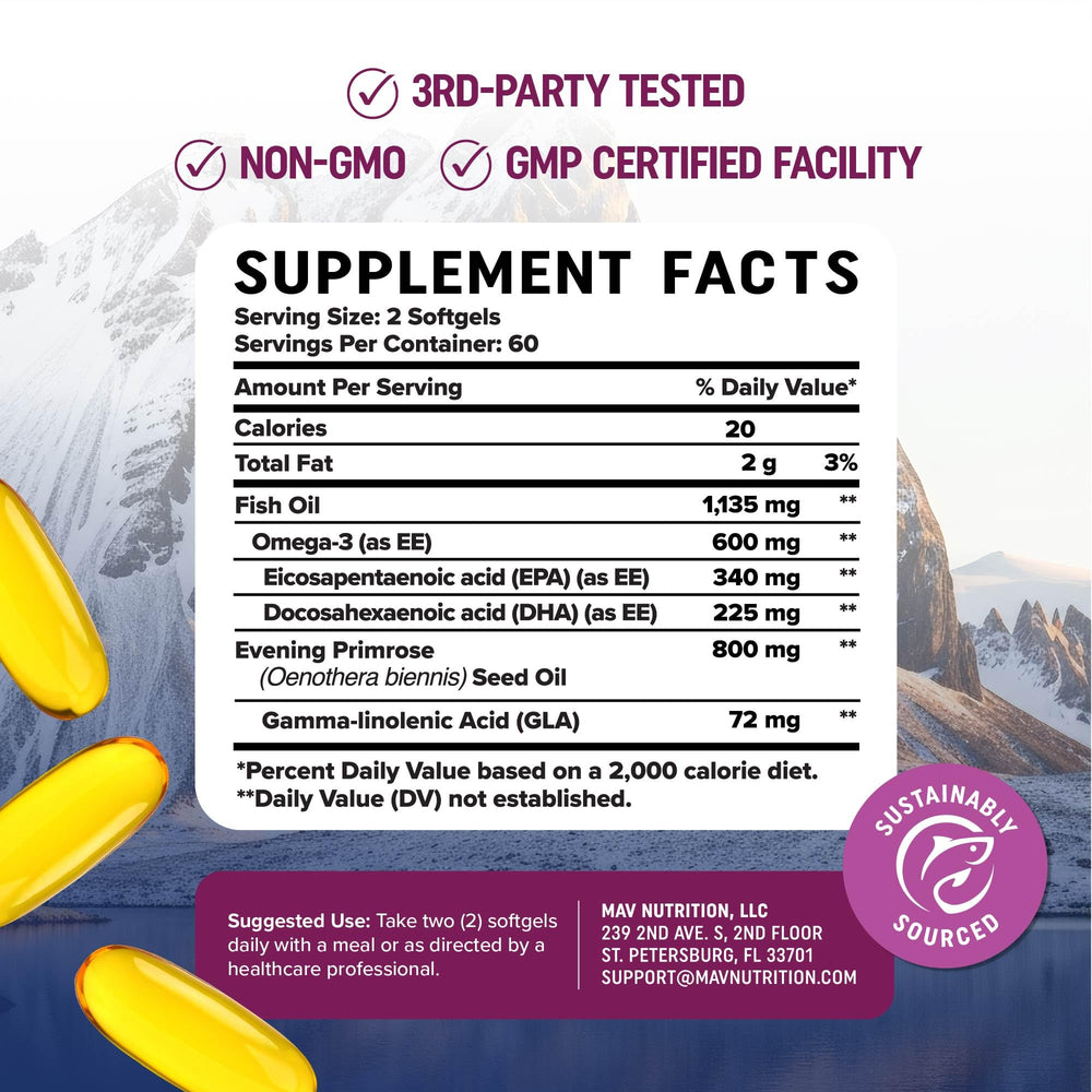 MAV Nutrition third-party tested seal ensures ingredient quality and transparency.