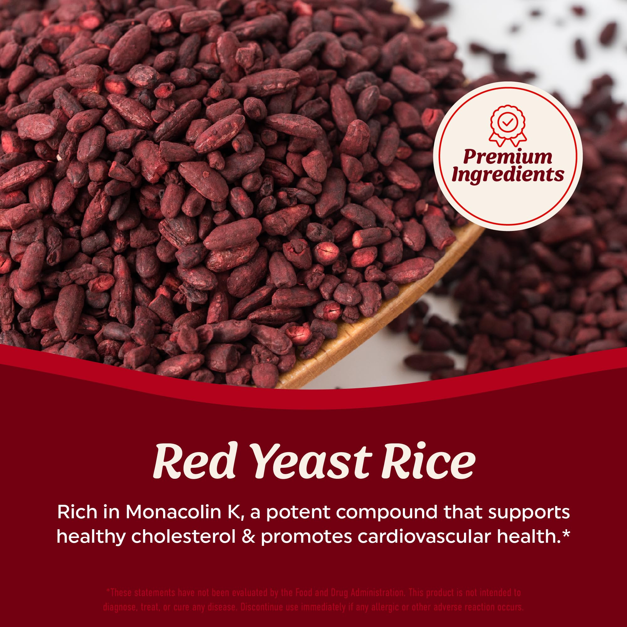 MAV Nutrition red yeast rice capsules close-up showing convenient daily capsules.