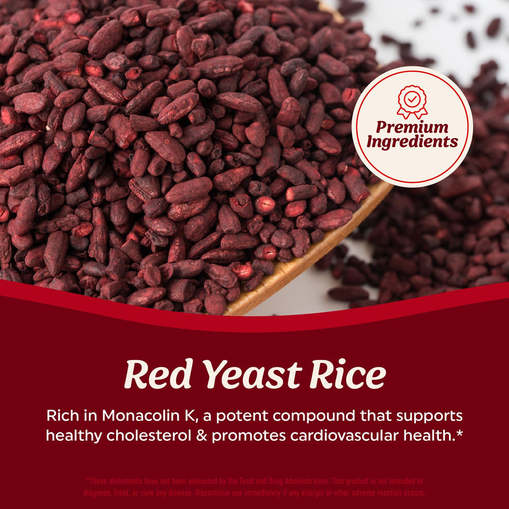 MAV Nutrition red yeast rice capsules close-up showing convenient daily capsules.