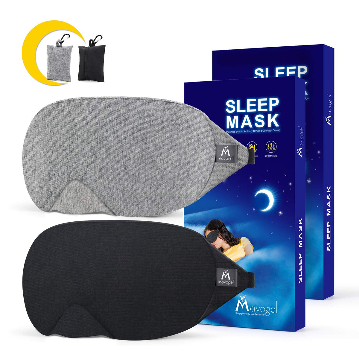 Mavogel cotton sleep mask nose-block design blocks light for deeper naps.