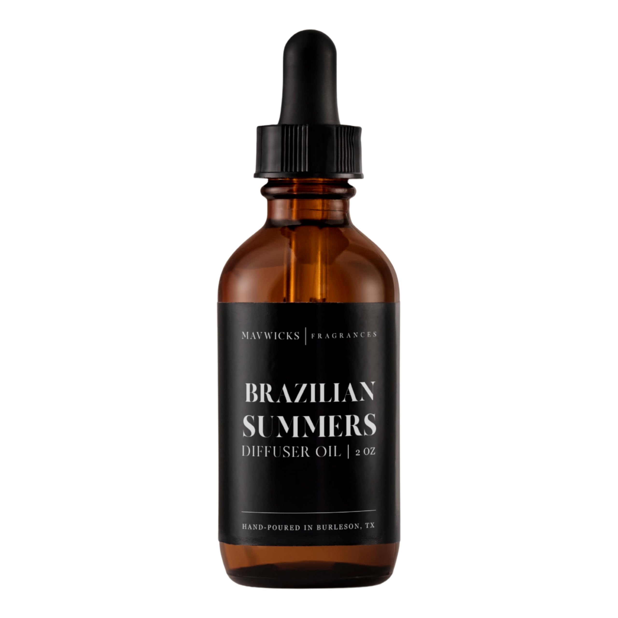 Mavwicks Brazilian Summers 2oz bottle for premium diffuser oil enhances living room ambiance.