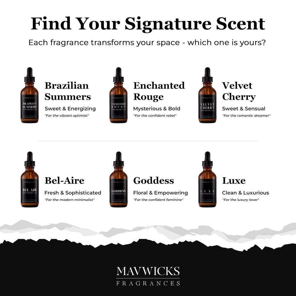 Mavwicks Brazilian Summers diffuser in room image suggests welcoming atmosphere in bathrooms.