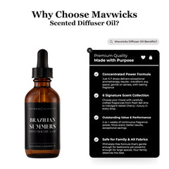 Mavwicks Brazilian Summers diffuser oil pour showcases a long-lasting fragrance in bedrooms.