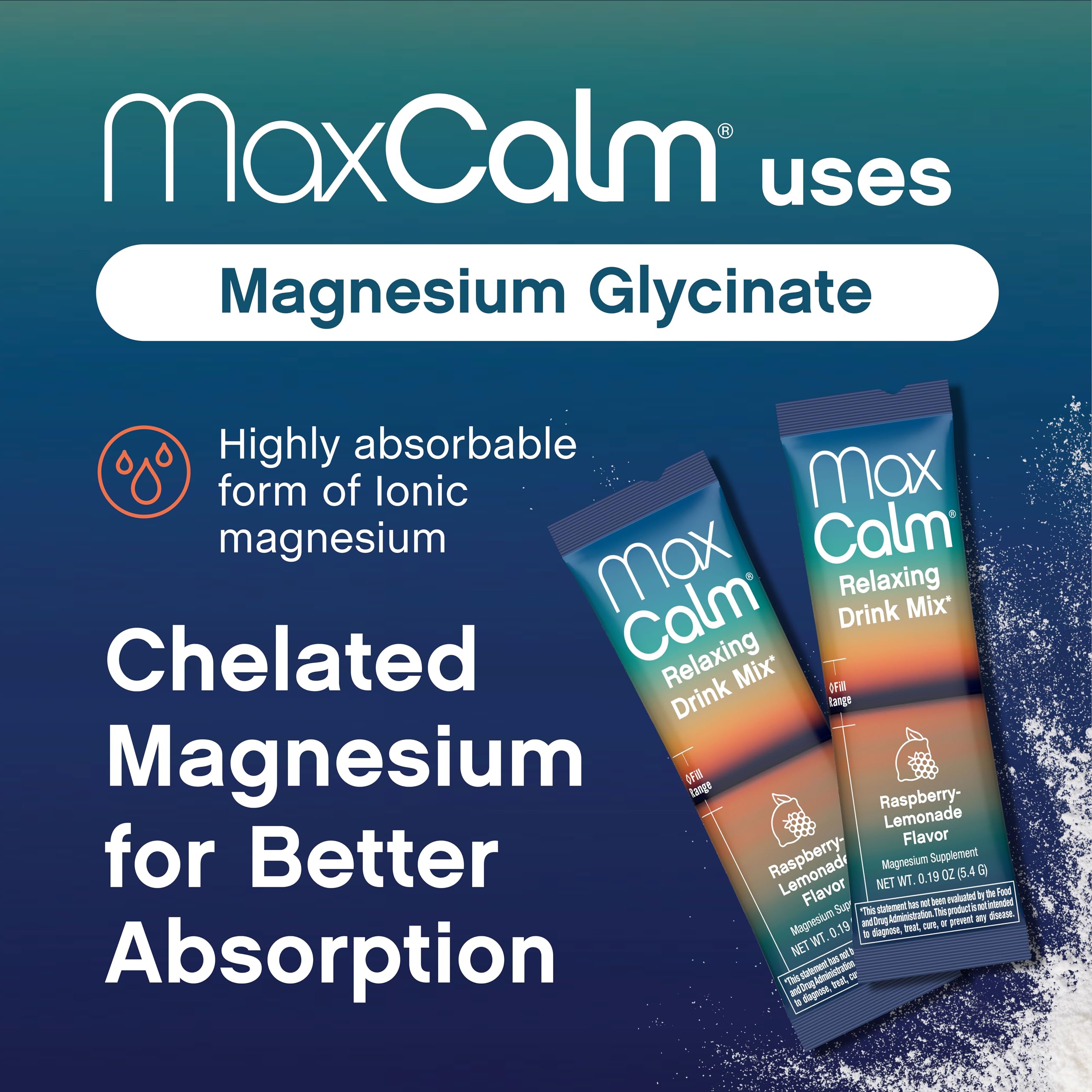 Max Calm vitamin D3 label with zero sugar claim and transparent ingredients.