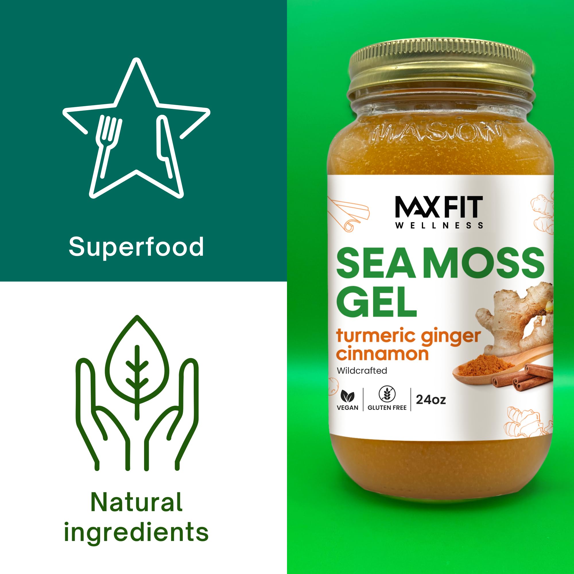 MAX FIT Sea Moss Gel nutrition panel reveals 92 vitamins and minerals
