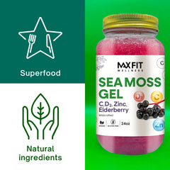 MAX FIT Sea Moss Gel amber jar showcasing plain gel ready to blend.
