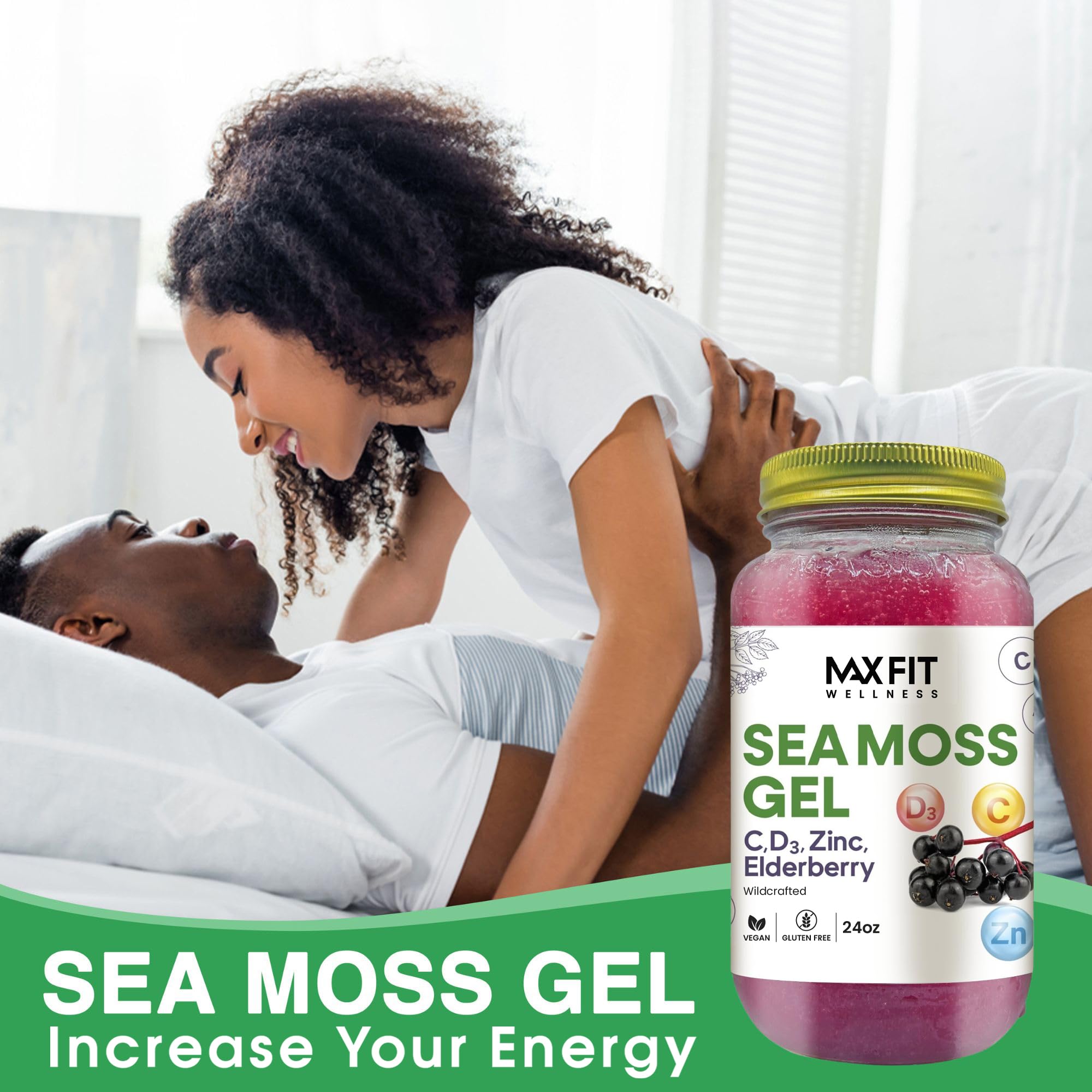 MAX FIT Sea Moss Gel wildcrafted Saint Lucia label, all natural option for daily use.