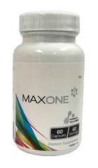 Max One bottle front view supporting daily energy and antioxidant balance.