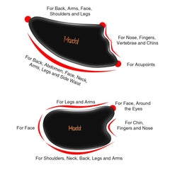 Maxdot gua sha neck tool provides precise point stimulation for tense neck and trapezius areas.