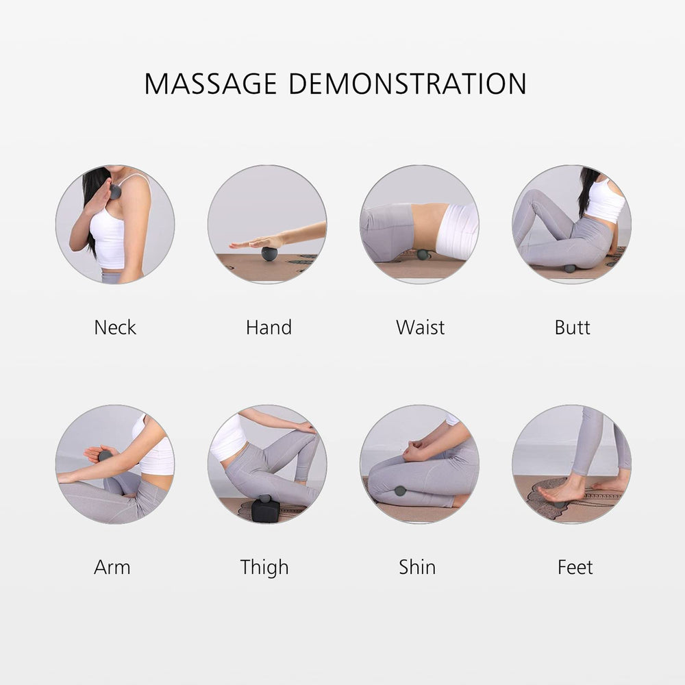 Maxgia mini massage ball on the neck and shoulders to ease tension.
