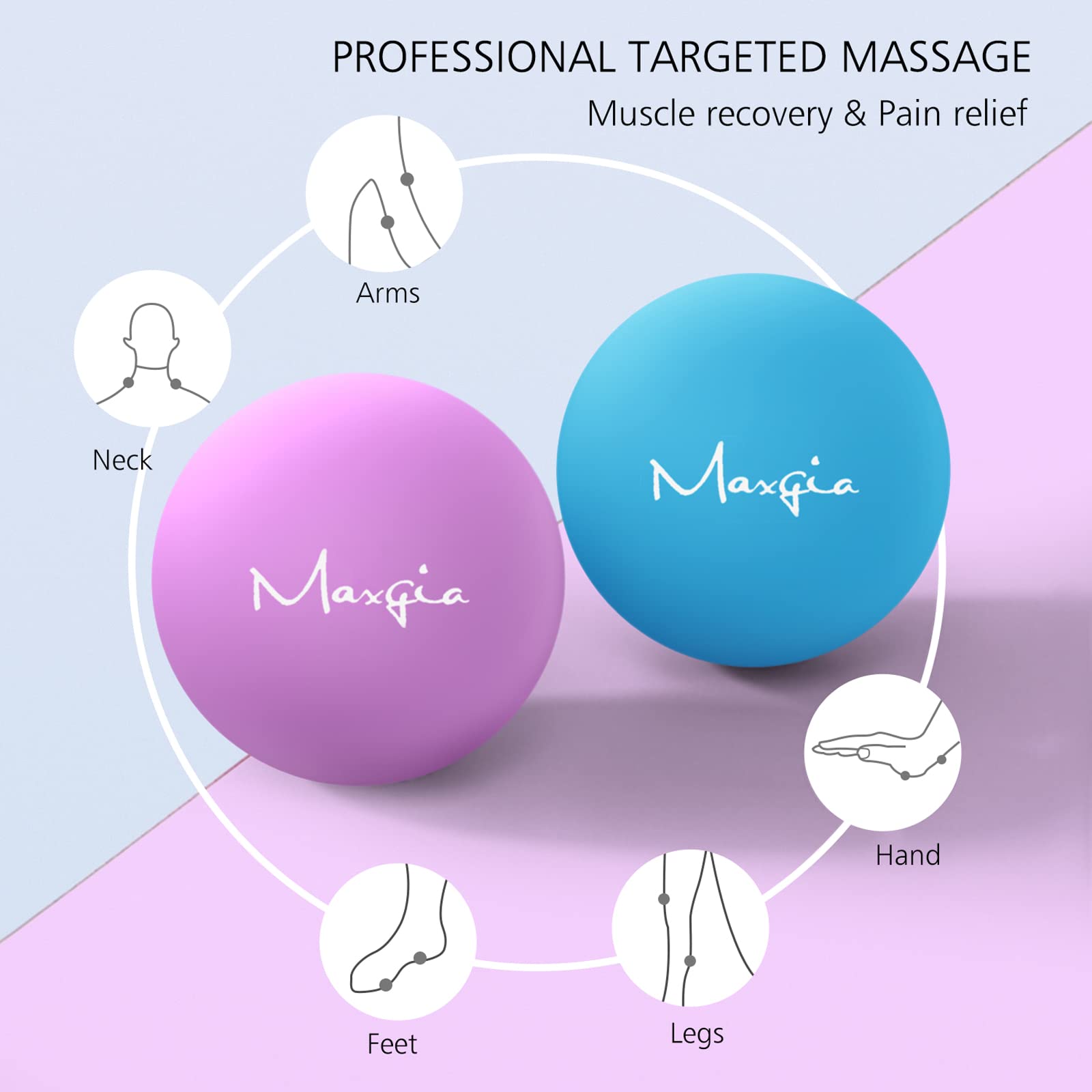 Maxgia Mini Massage Ball side view; ergonomic grip for targeted massages.