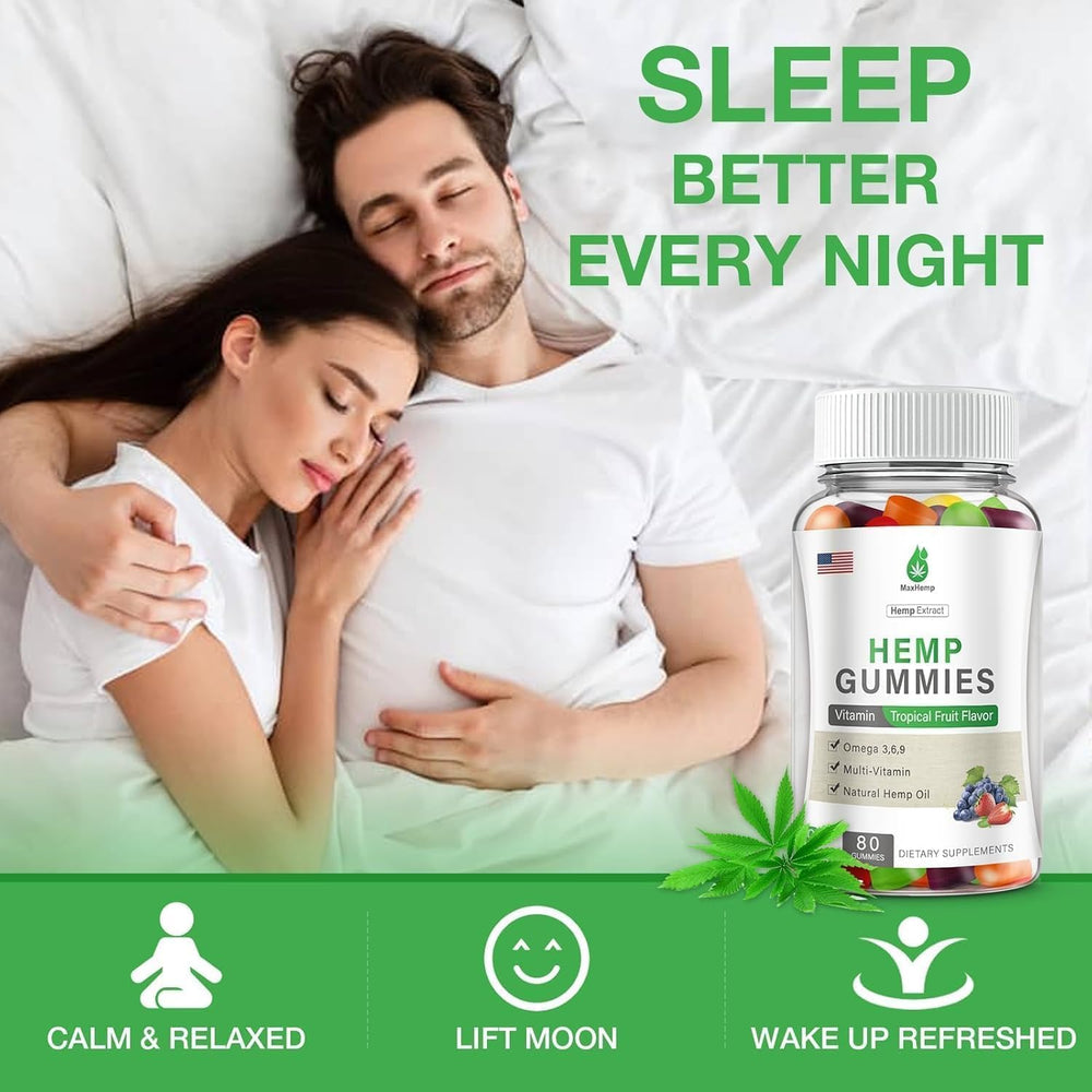MaxHemp gummies open pack showing easy daily routine