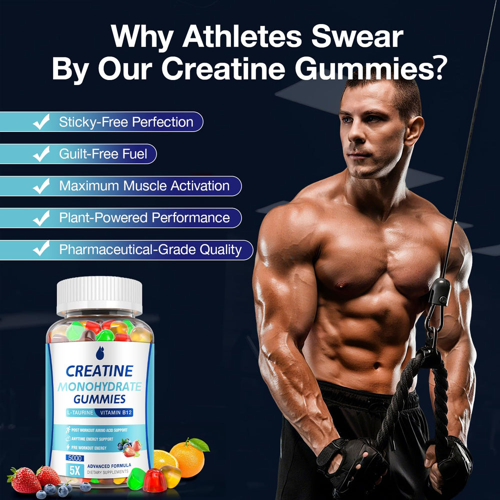 Berry-flavored MaxHemp Creatine Gummies packaging highlighting natural sweetness.