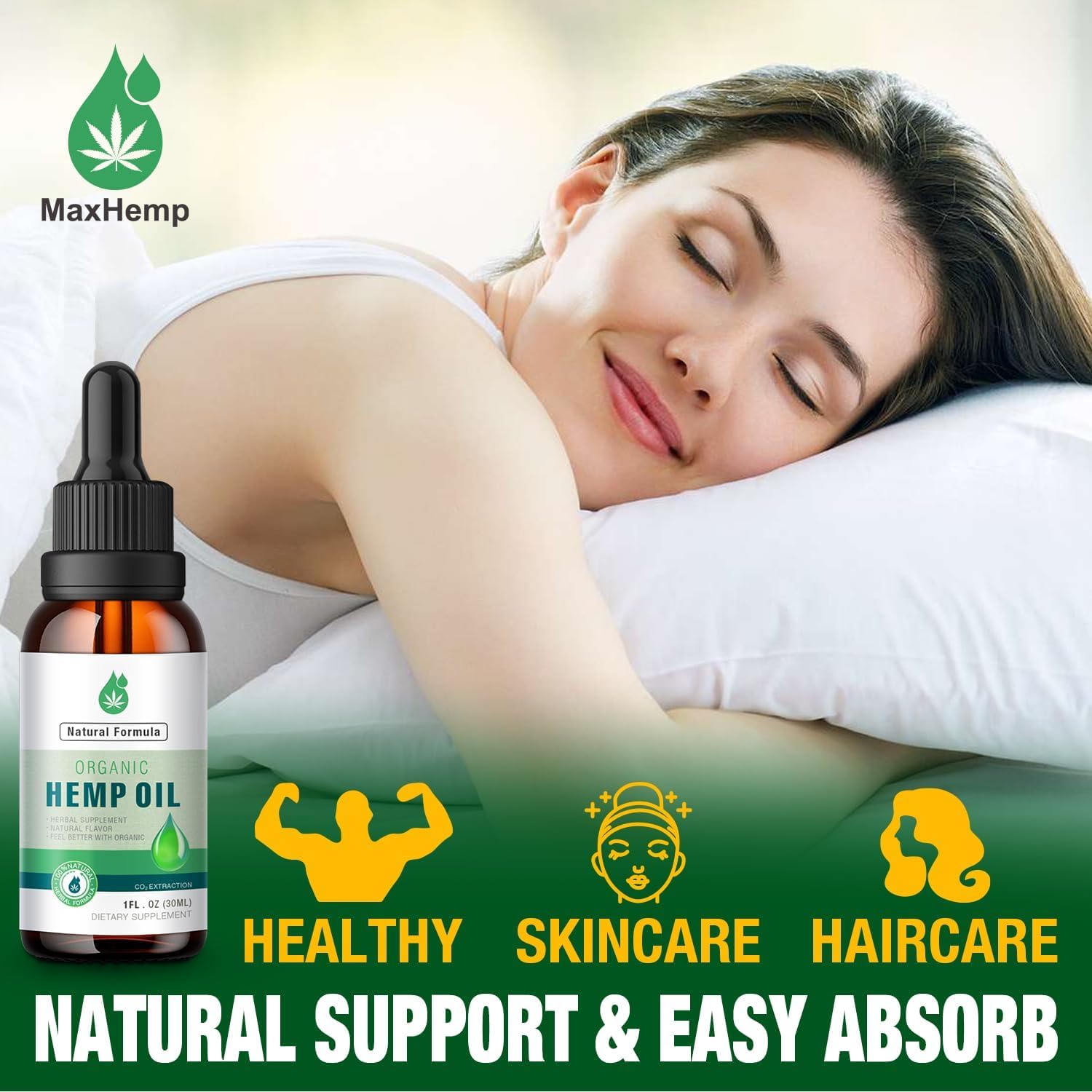 MaxHemp daily wellness drops in glass bottle ideal for routine use