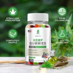 MaxHemp gummies bottle closeup highlighting premium hemp extract
