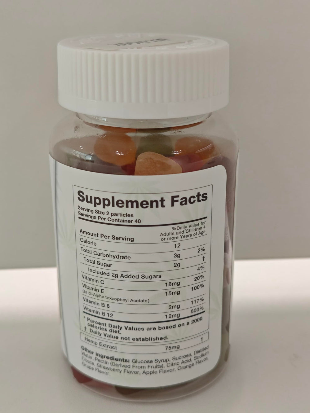 MaxHemp gummies tropical flavor label conveys fruity taste for easy daily enjoyment