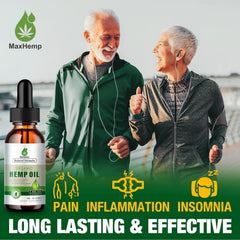MaxHemp Premiu bottle label close-up showing pure ingredients and strength