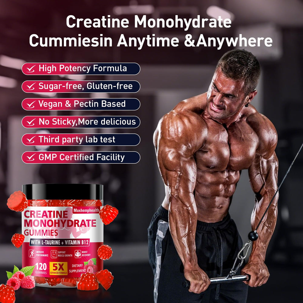 Maxhemphealth Raspberry Creatine Gummies on a daily wellness setup