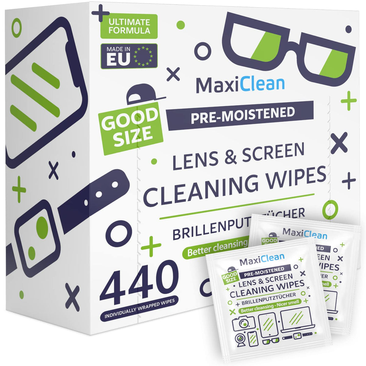 MAXI CLEAN lens wipes deliver streak-free clarity for glasses.