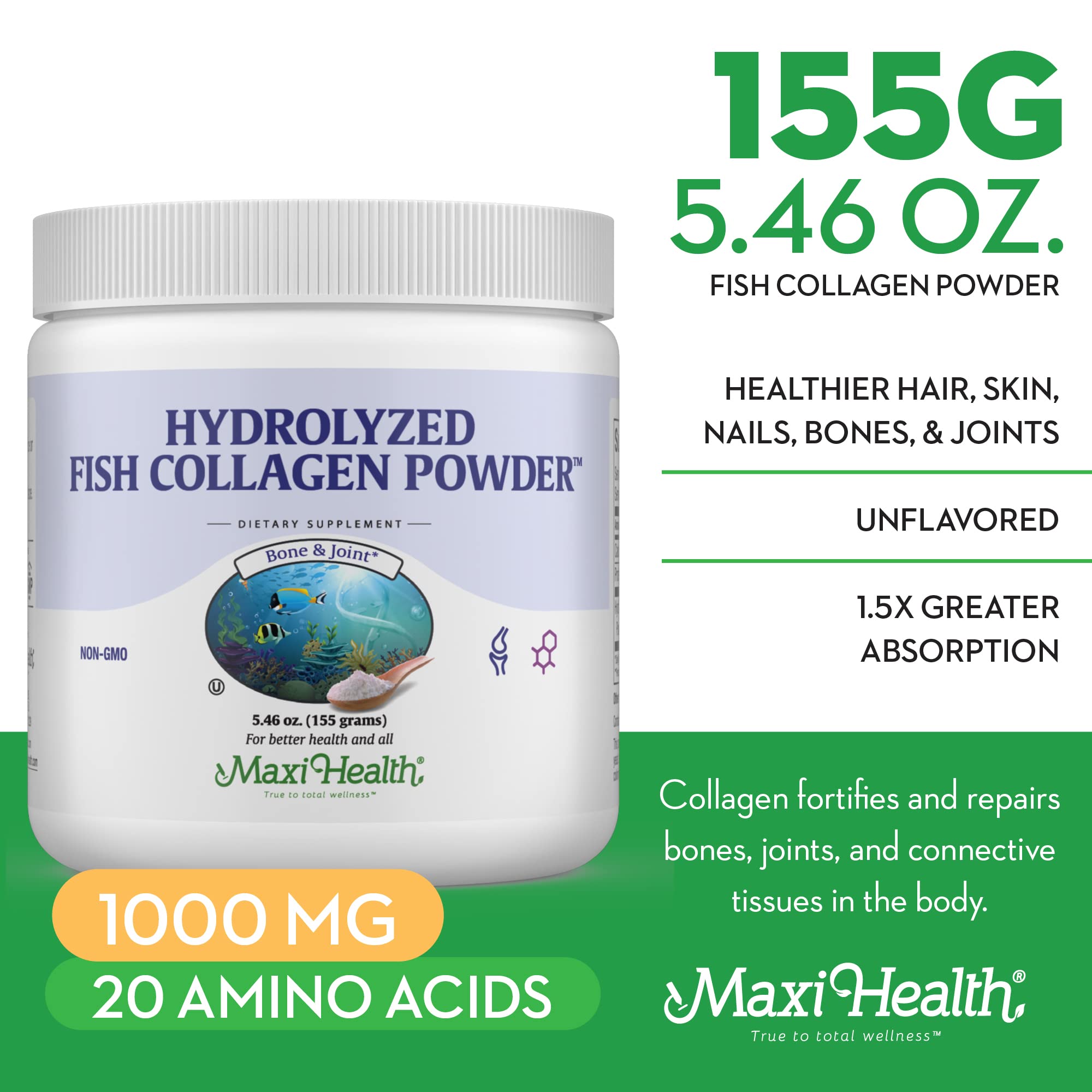 Maxi Health collagen peptides powder dissolving quickly in water for a smooth mix