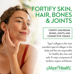 Maxi Health collagen peptides powder design emphasizes zero fishy smell and tasteless profile