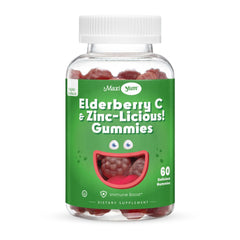 Maxi Health Elderberry Zinc Gummies bottle front for vegan immune support.