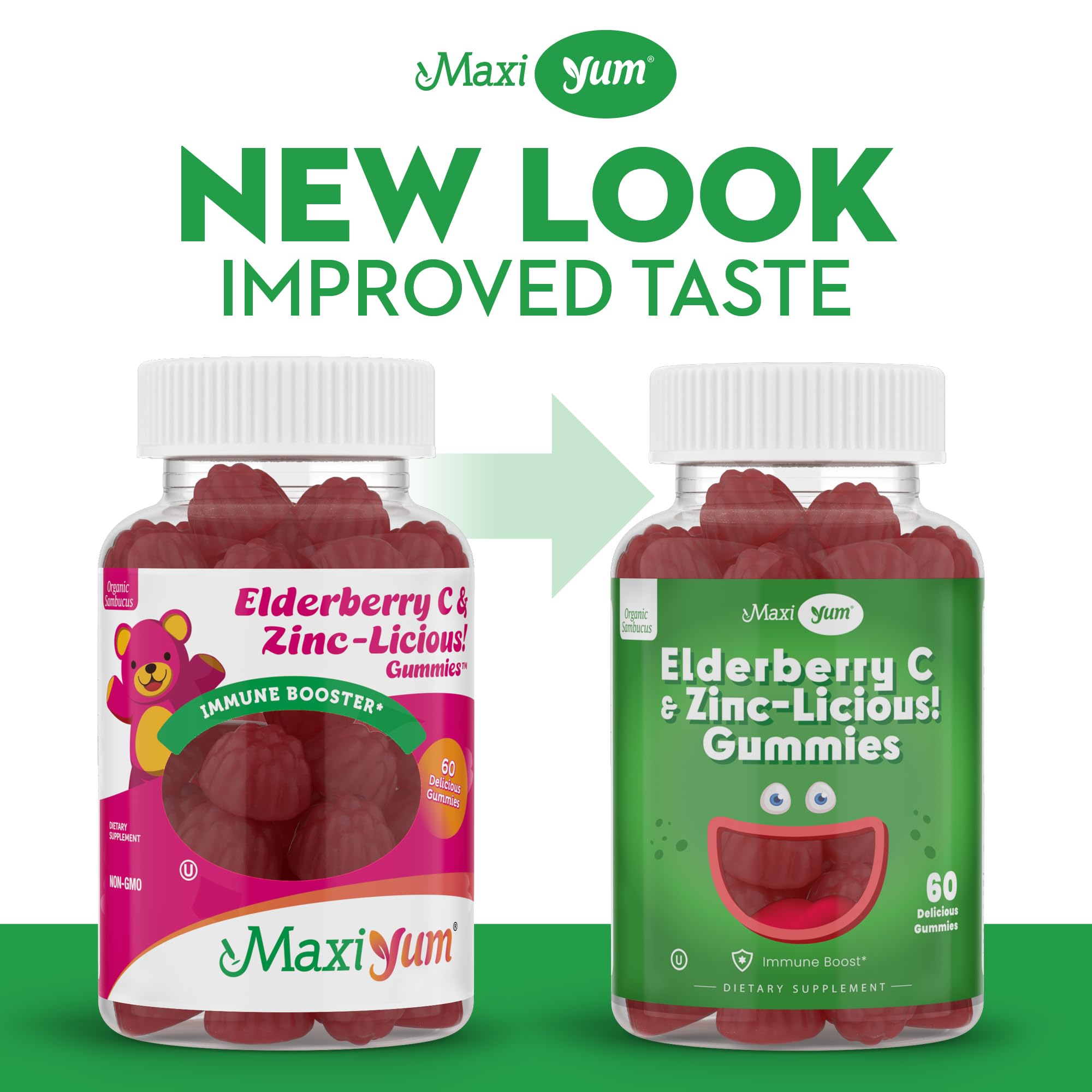 Maxi Health Elderberry Zinc Gummies closeup texture highlighting berry flavor.