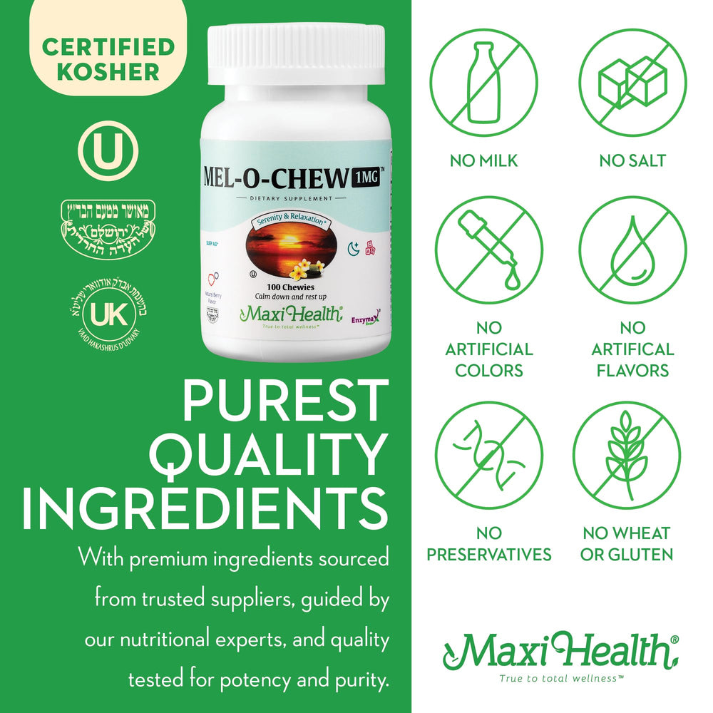 Maxi Health GMP-certified facility mark for Mel-O-Chew production.