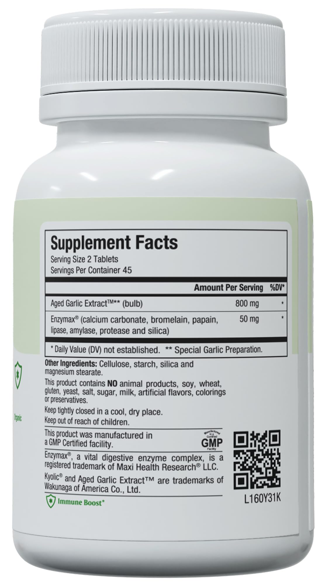 Dosage card on packaging illustrating two tablets daily with meals.
