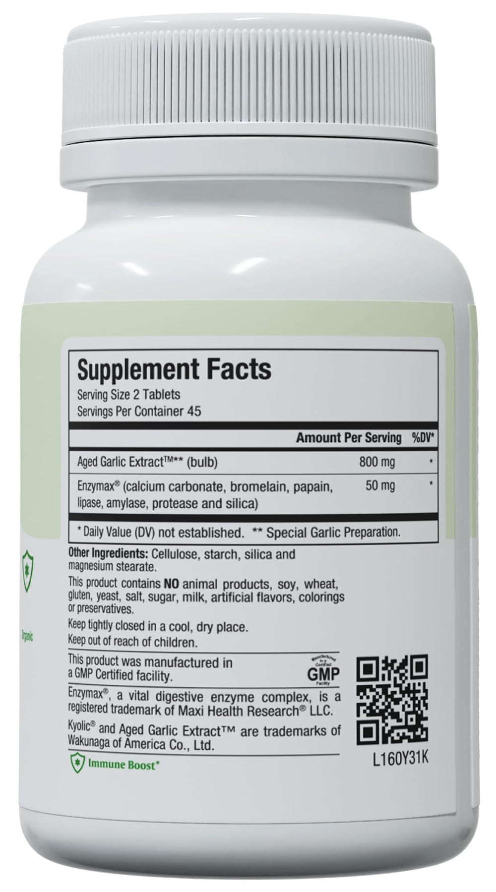 Dosage card on packaging illustrating two tablets daily with meals.