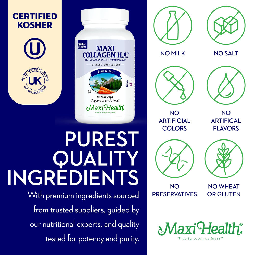 Close-up of Maxi Health capsules—no fishy taste and easy daily dose