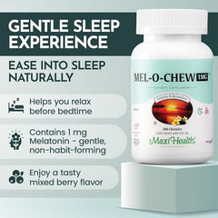 Maxi Health Mel-O-Chew berry flavor chew for easier bedtime routine