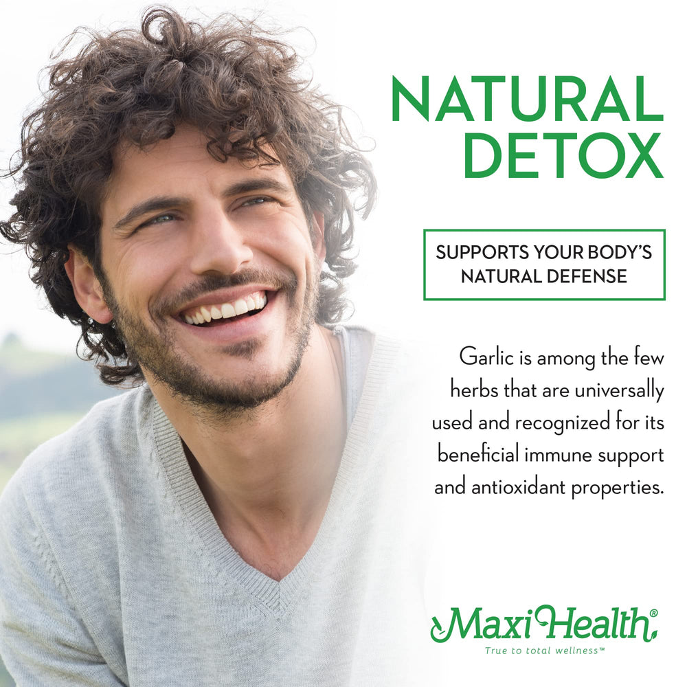 Odorless garlic pills from Maxi Health for easy daily use without aftertaste.