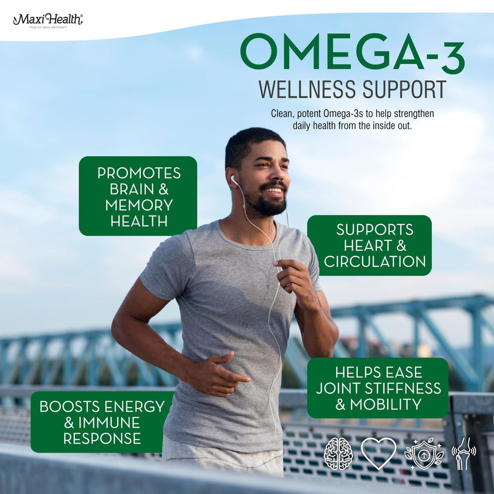 Maxi Health Omega 3 2000mg kosher certification label on bottle.