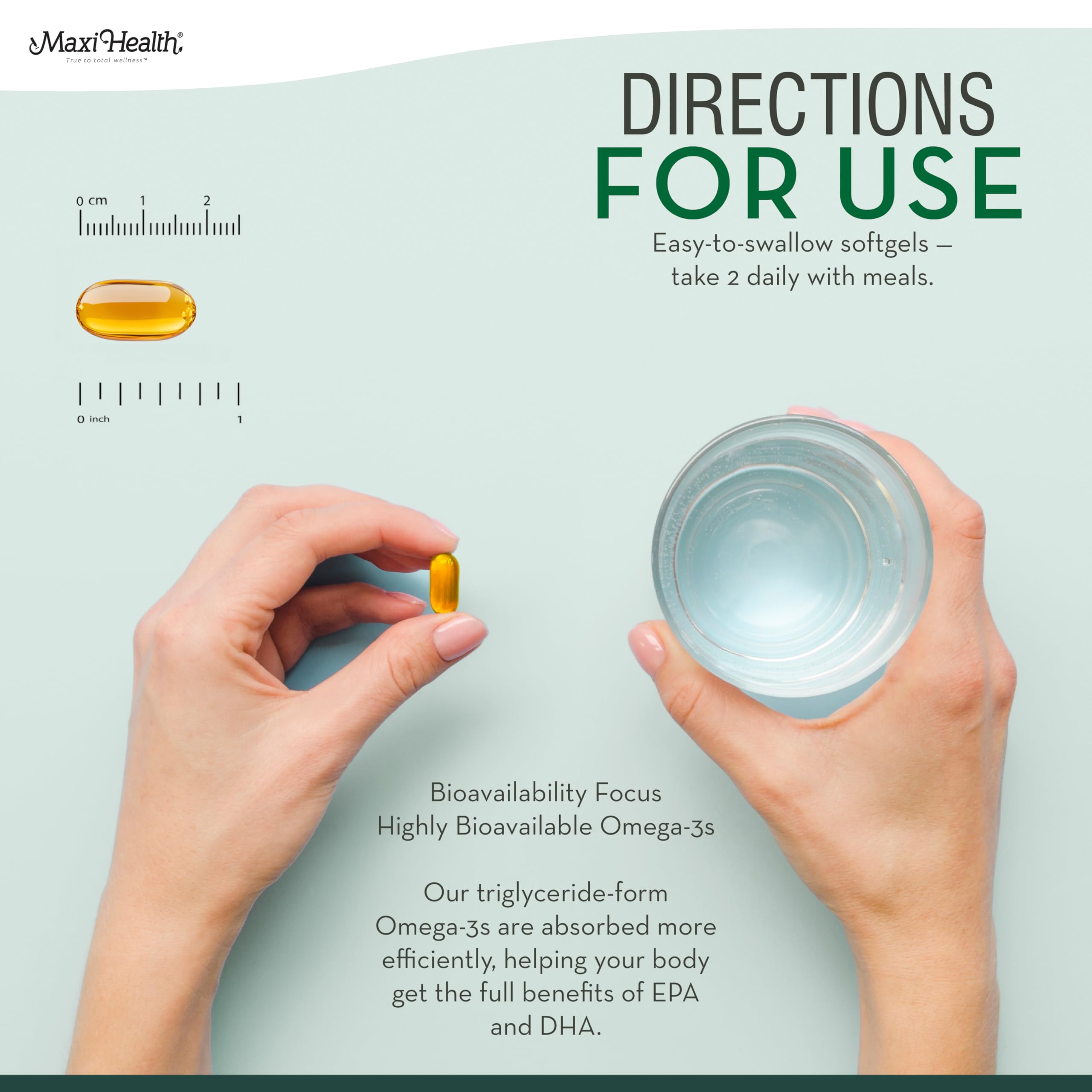 Maxi Health Omega 3 2000mg third-party testing seal on packaging.
