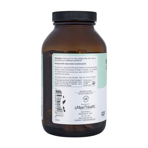 Maxi Health Omega-3 EPA DHA contents label shows high potency