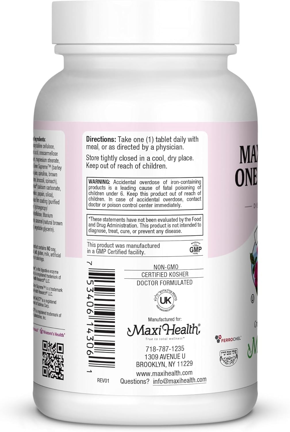 Maxi Health Prenatal packaging highlights allergen-free and gluten-free formula