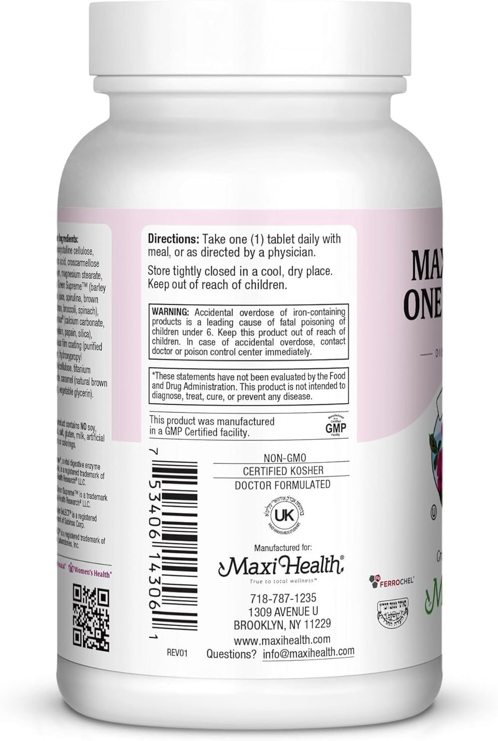 Maxi Health Prenatal packaging highlights allergen-free and gluten-free formula