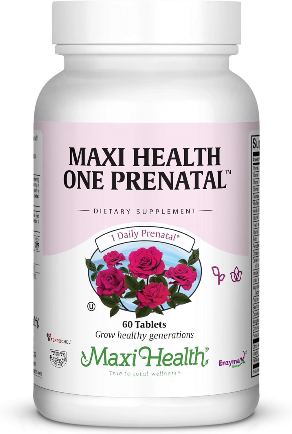 Maxi Health Prenatal One Daily tablet in bottle for convenient daily use