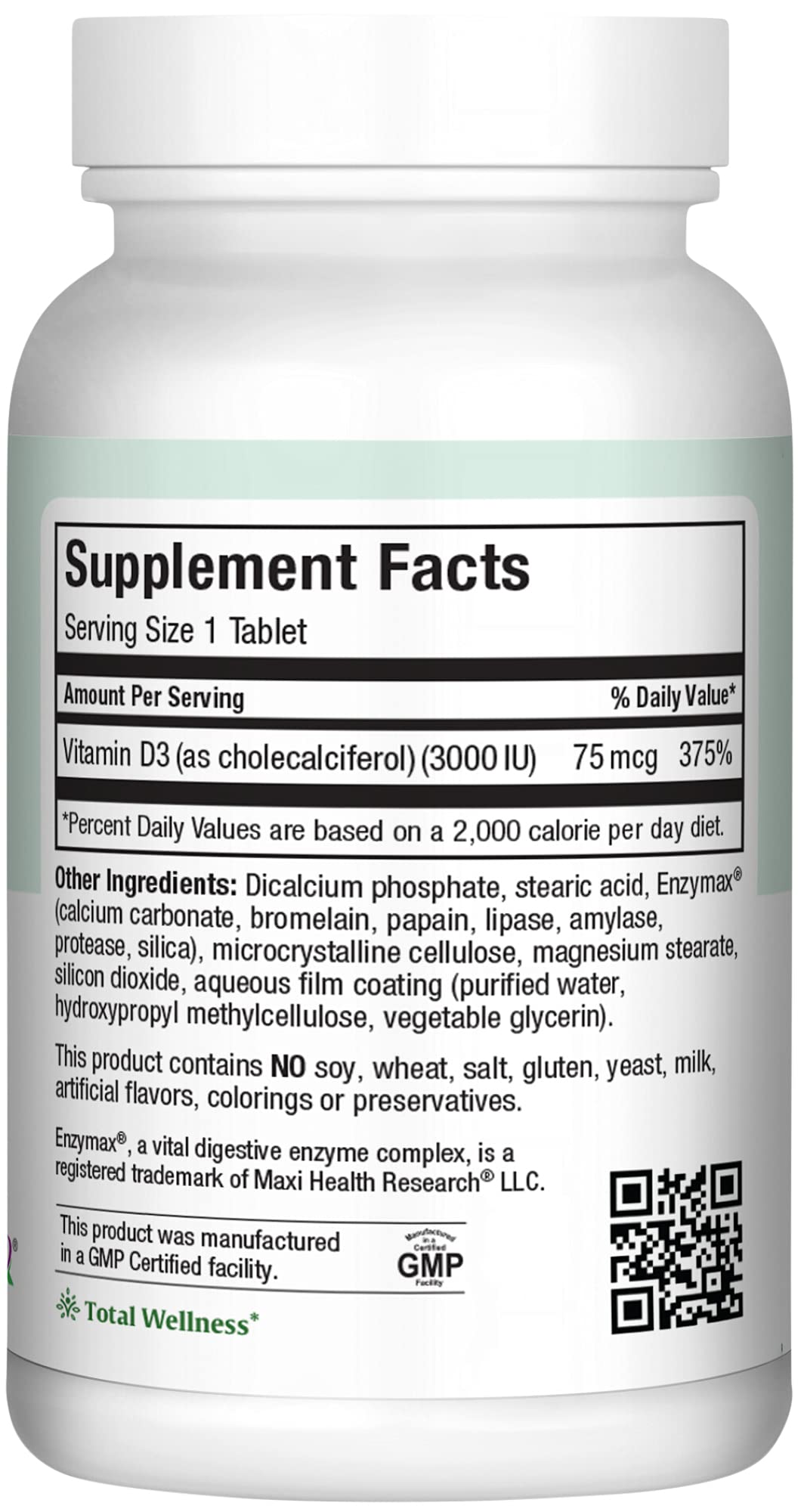 Maxi Health Vitamin D3 3000 IU on a store shelf with family-friendly packaging.