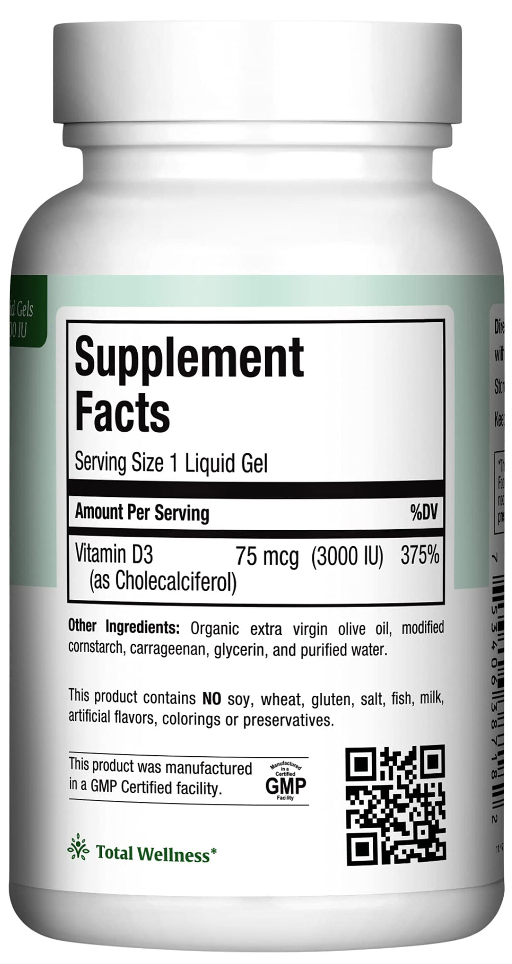 Maxi Health Vitamin D3 label highlights kosher and non-GMO status.