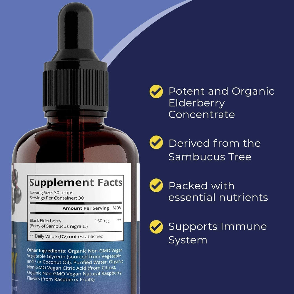 MaxImmunity elderberry drops pour-spoon view emphasizing smooth texture and convenient serving